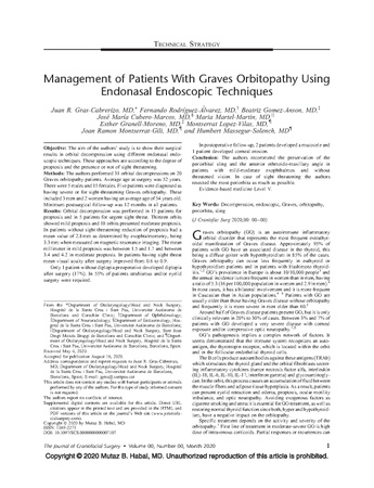Management of Patients With Graves Orbitopathy Using Endonasal Endoscopic Techniques