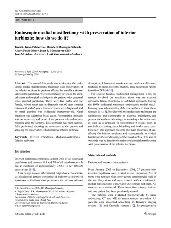 Endoscopic medial maxillectomy with preservation of inferior turbinate: how do we do it?