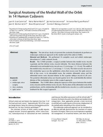 Surgical Anatomy of the MedialWall of the Orbit in 14 Human Cadavers