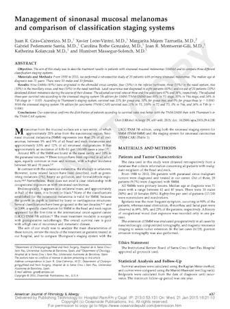 Management of sinonasal mucosal melanomas and comparison of classification staging systems