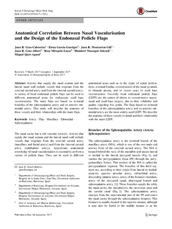 Anatomical Correlation Between Nasal Vascularisation and the Design of the Endonasal Pedicle Flaps